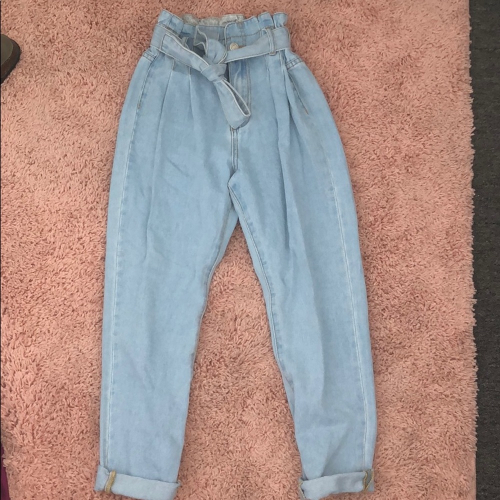 Paper bag ankle pants